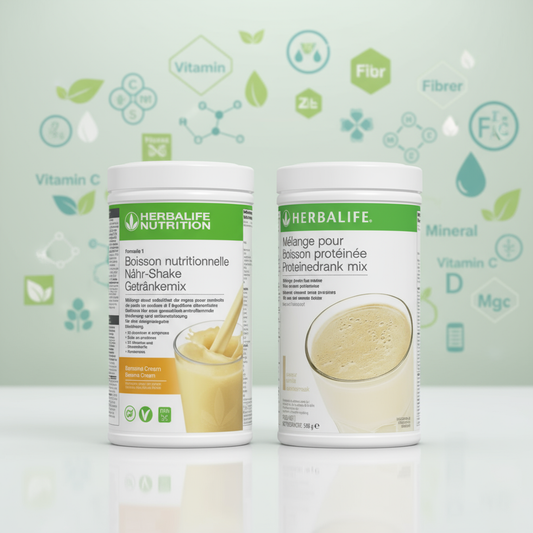 Formula 1 e Mélange Protéiné con sfondo nutrizionale